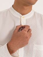 Collarless White Blind Shirt