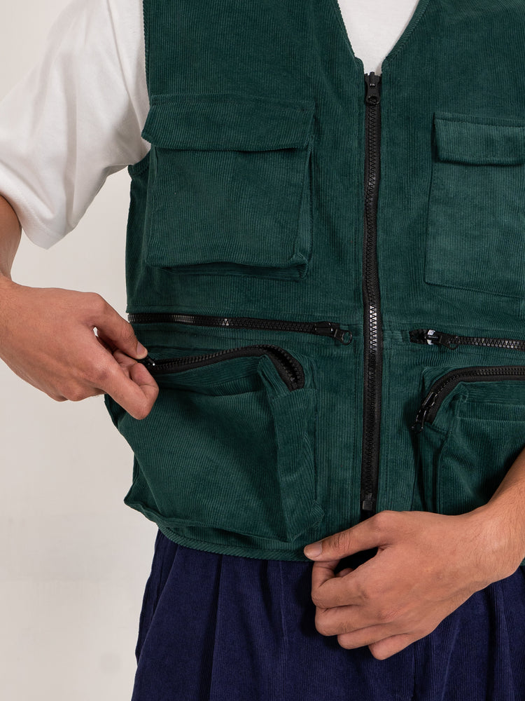 Green Corduroy Tactical Vest