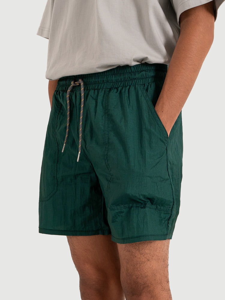 Relaxed Green Nylon Shorts