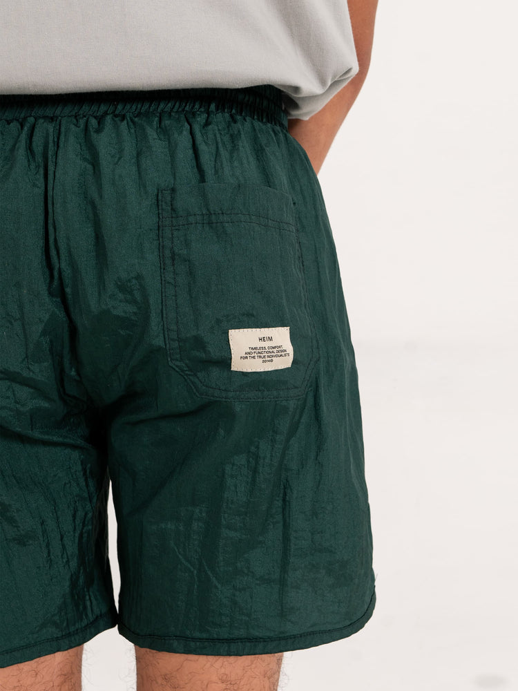 Relaxed Green Nylon Shorts - Men / Shorts | HEIM